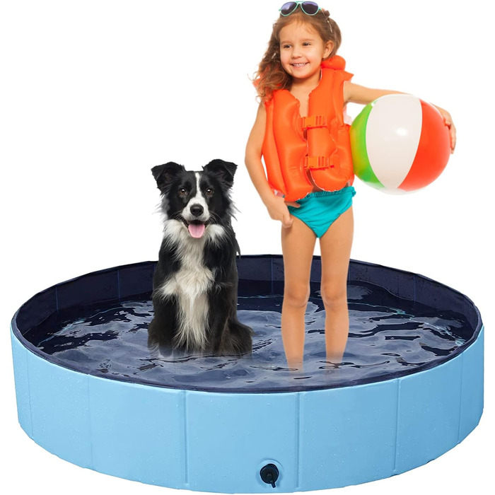 Складаний басейн для собак, портативний дитячий басейн Jsdoin, дитячий басейн для домашніх тварин, басейн, нековзний дитячий басейн з ПВХ для дітей, патіо, ванна кімната (80x20 см)