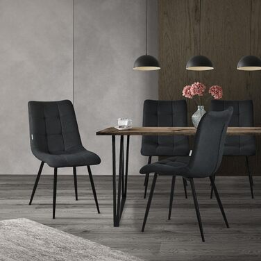 Крісла для їдальні ML-Design: комплект з 4 шт., антрацит, з м'яким сидінням та металевими ніжками. Підходять для їдальні, вітальні, кухні, офісу.