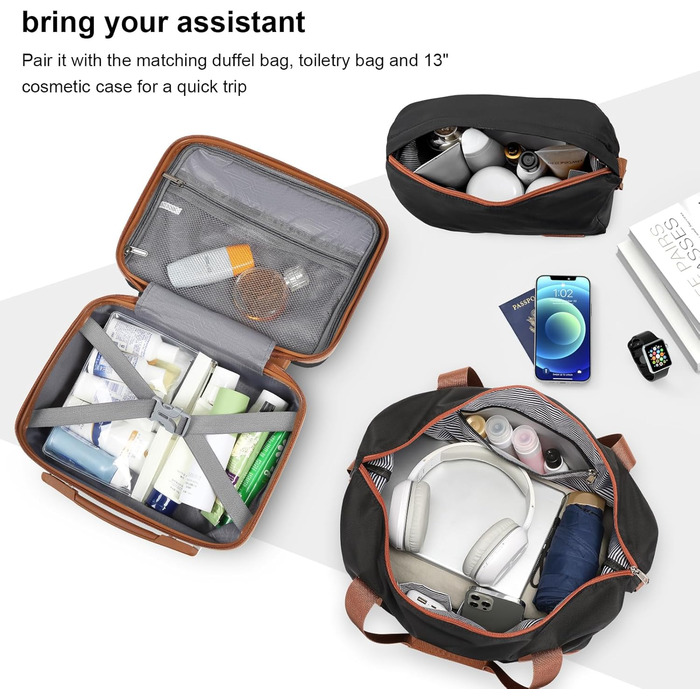 Набір дорожніх валіз Joyway 6 предметів, жорсткий корпус, з косметичкою, 4 колесами та TSA-замком, білий колір