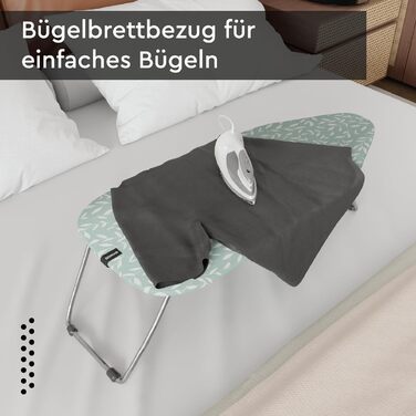 Чохол для прасувального столу Encasa XO з фетровою підкладкою 3 мм, посиленням шнуром (підходить для стандартних прасувальних столів 72x30 см), з терморефлексним покриттям, з принтом - Велике листя зелене, Міні, Зелені листочки