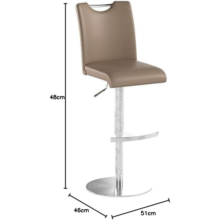 Стілець Robas Lund Bar Alesi, матова нержавіюча сталь/капучино, 42x91-116x51 см, ALESIEPC