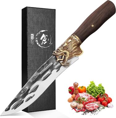 Кухонний ніж Purple Dragon: професійний шеф-ніж з рожевого дерева, для м'яса, риби та овочів
