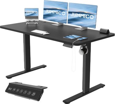 Регульований стіл JUMMICO з USB-портом для зарядки, електричний, 120 x 60 см (Чорний)