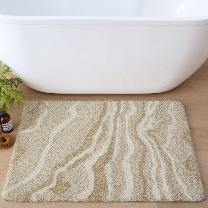 Килимок для ванної кімнати DEXI 61 x 92 см, антиковзаюча, миється, мікрофібра, вбираючий, бежевий