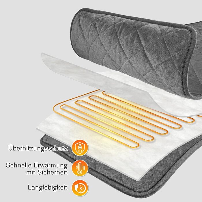 Електричний гріючий килимок 84 x 43 см з автовимкненням, 9 температурних режимів, таймер, для спини, шиї, плечей