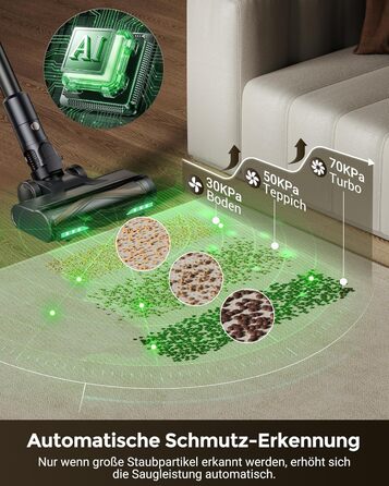 Proscenic P20: Акумуляторний пилосос 2-в-1 з функцією вологого прибирання, 70 кПа, 70 хв, 680 Вт, чорний. Для килимів та шерсті тварин