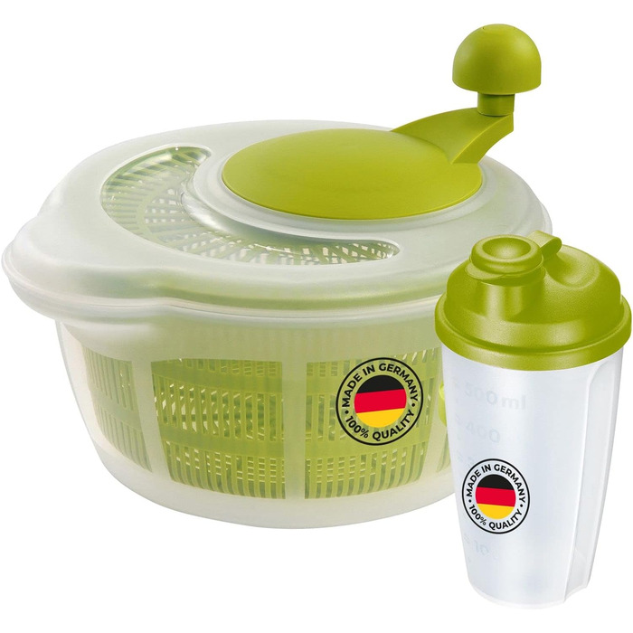 Westmark Salad Spinner, 5 л, ø 26 см, пластик, без бісфенолу А, Fortuna, прозорий/червоний, 243222E2 (яблучно-зелений, стандартний шейкер)