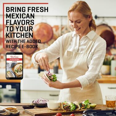 Пресс для тортилій Uno Casa Tortilla Presse 20 см - для тако, роті, з 100 шт. паперу для випікання