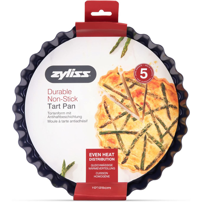 Форма для випічки Zyliss E980194 Springform, з антипригарним покриттям, з вуглецевої сталі, темно-синього кольору, з плоскою основою, 25 см