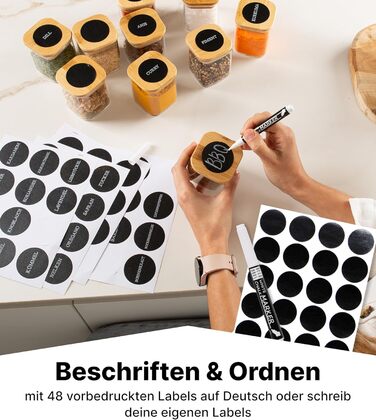 Набір скляних баночок для спецій Deco haus® з дерев'яними кришками (10 шт.) - Набір контейнерів для спецій, баночки для приправ