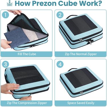 Набір компресійних органайзерів для подорожей з сіткою, розширювані пакувальні куби для одягу в валізу, м'ятний колір, 8 предметів