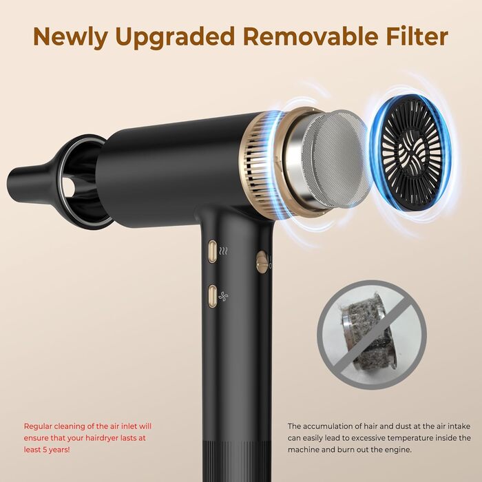 Мультистайлер для волосся 7 в 1 UKLISS Hairstyler Pro: фен, автоматична плойка, кругла щітка та вирівнювач для професійного стайлінгу, чорний