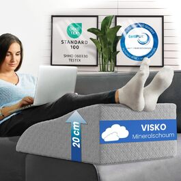 Подушка для підйому ніг ELONEO з піною Memory Foam, для полегшення навантаження, знімний чохол, 68x40x16 см, (Medium, Сірий)