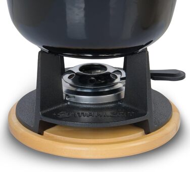 Фондю-сет з чавуну Mahlzeit на 6 осіб, 2 л, 13 предметів з пальником та виделочками | Для сиру, м'яса, шоколаду (чорний емальований)