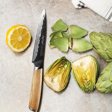 Ніж кухарський Damast 33 см Hecef, професійний ніж шеф-кухаря, японський ніж з 67 шарів дамаської сталі, гострий ніж для м'яса з ручкою з оливкового дерева