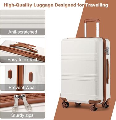 Чемодан середнього розміру KONO 24 дюйми з ABS, TSA-замком та 4 колесами (65×44×25.5 см)