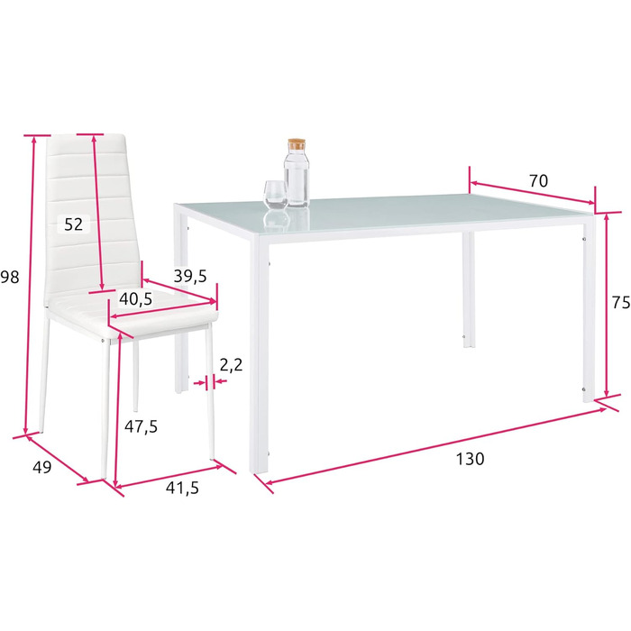 Група їдальні TECTAKE 800551 обідній стіл & 6 стільців, штучна шкіра, захисне скло (біло-біле No 404382)