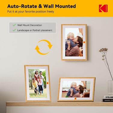 Цифровий фоторамка Kodak WiFi 10.1 дюйм з Wi-Fi, 32GB, сенсорний екран, акумулятор, дерево