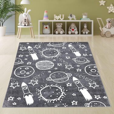 Дитячий килимок Pay Galaxy Universum 160x160см - Ігровий килимок Короткий ворс М'який (140x200 см, сірий)