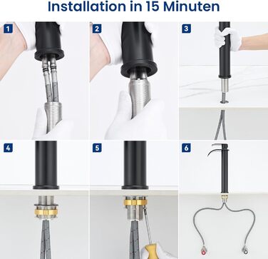 Змішувач для ванної CECIPA Gebürstet, нержавіюча сталь, чорний мат, висота виливу 245 мм | Змішувач для умивальника, для ванної кімнати