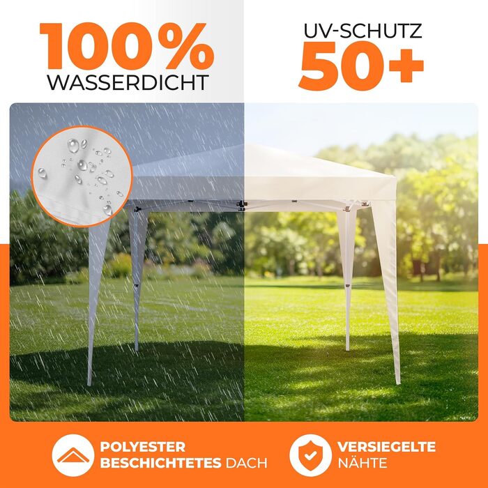 Павільйон Kronenburg розкладний, 3x3 м, водонепроникний, UV захист 50+, Champagner, з 4 боковими панелями