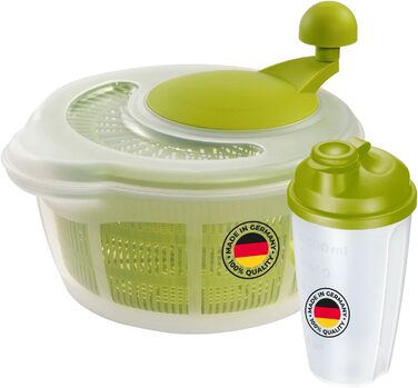 Westmark Salad Spinner, 5 л, ø 26 см, пластик, без бісфенолу А, Fortuna, прозорий/червоний, 243222E2 (яблучно-зелений, стандартний шейкер)