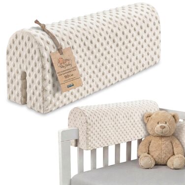 Захист для ліжечка дитячого 90 см: бортик на ліжко, захист кутів з Minky, бежевий