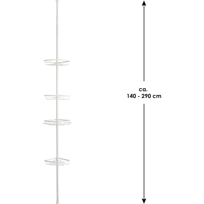 Кутова полиця для телескопа bremermann, 4 кошики, телескопічний стрижень довжиною не більше 290 см (білий)