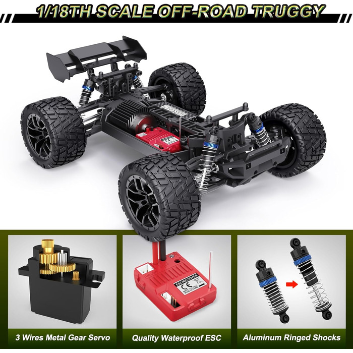 Радіокерований позашляховик Haiboxing Hailstorm 1/18 4WD 36 км/год, електричний RC автомобіль для бездоріжжя, водонепроникний