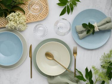 CreaTable Серія Valencia Pastell: 12-ти частинний сервіз для 6 осіб з порцеляни, Made in Europe (кремовий, блакитний, зелений)