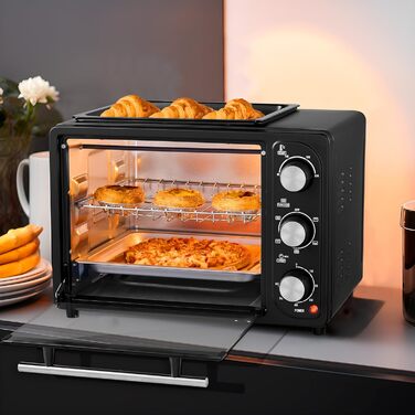 Міні-піч 20 літрів з конвекцією 3в1 | З підігрівом, 2 дека + решітка, таймер 60 хв, 1300W | Піч для піци