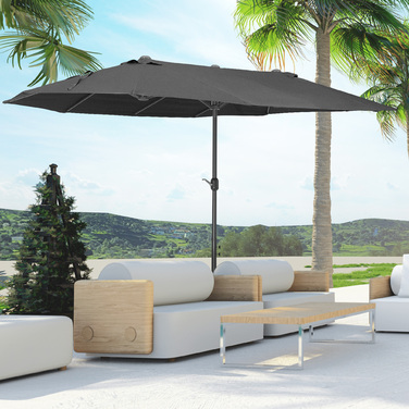 Outsunny Parasol Garden Parasol Market Parasol Double Parasol Patio Parasol з ручною рукояткою Чорний овал 460 x 270 x 240 см