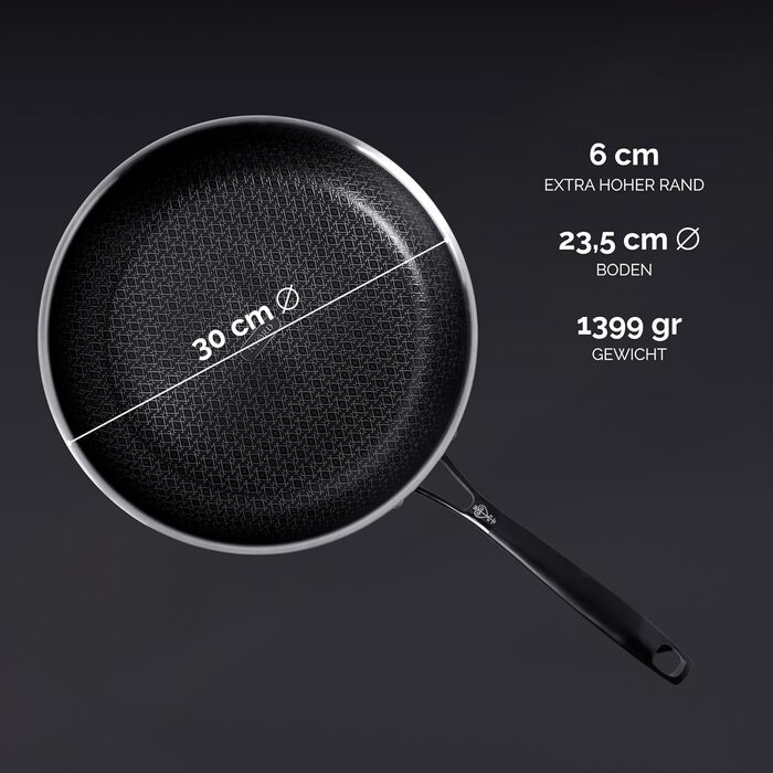 Сковорода NYORD з антипригарним покриттям, стійка до подряпин, з вафельною структурою, придатна для миття в посудомийній машині, гібридна сковорода, керамічне покриття, без PTFE та PFOA, для духовки, для індукційних, газових та керамічних плит, з кришкою 