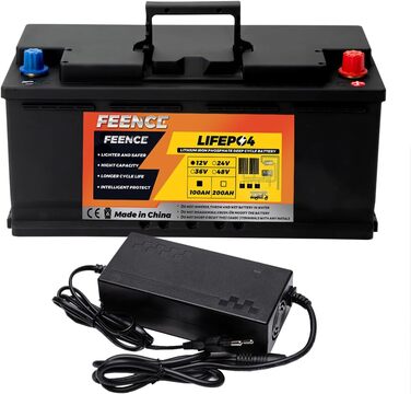 Акумуляторна батарея Feence Mini 12V 100Ah LiFePO4, 100A BMS, 15000 циклів, 10 років, для автофургонів, автофургонів, морських, автономних