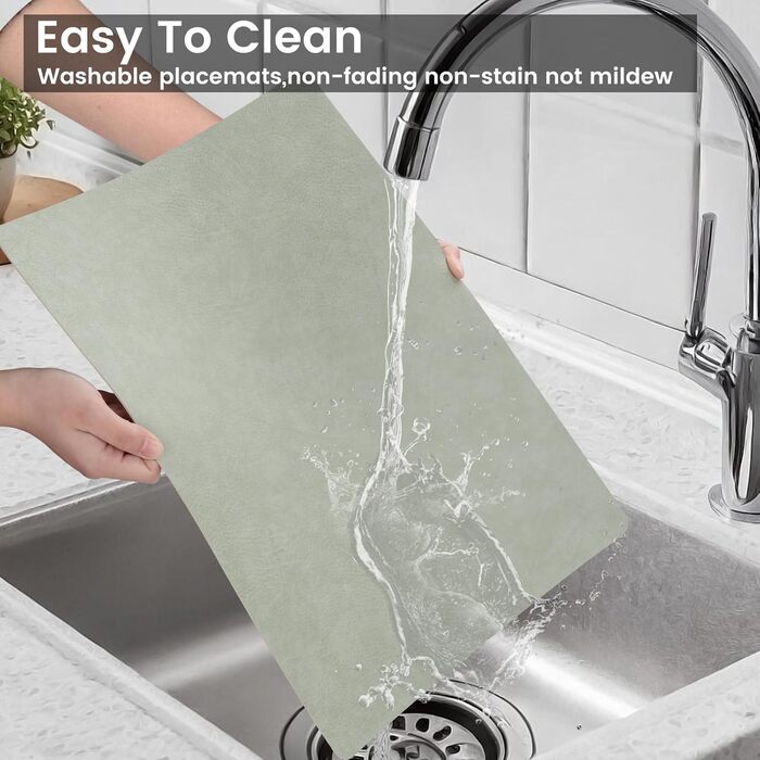 Набір серветок YIHELU 6 шт. з штучної шкіри, вологостійкі, неслизькі, легко миються, для кухні та їдальні, м'ятно-зелені/кремові