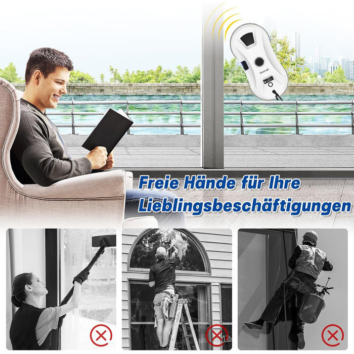 Робот для миття вікон електричний 5600Pa з 3 режимами, інтелектуальним визначенням країв, пультом дистанційного керування, автоматичним подачею води, для внутрішніх та зовнішніх вікон