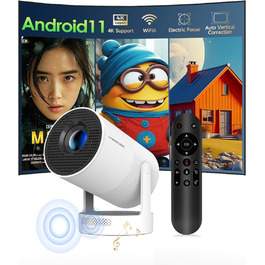 Міні проєктор Beamer 4K Android 11 Smart з автофокусом, WiFi 6, BT 5.0, Full HD 1080P, 260 ANSI, корекція трапецеїдальних спотворень, 5W динамік