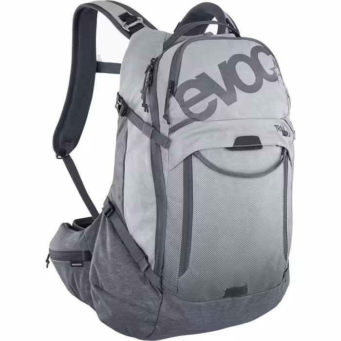 Рюкзак EVOC TRAIL PRO 26л з захистом спини LITESHIELD PLUS, для трейлрайдингу та перегонів, легкий, відділення під питну систему 3л, розмір S/M, колір сірий/карбоновий