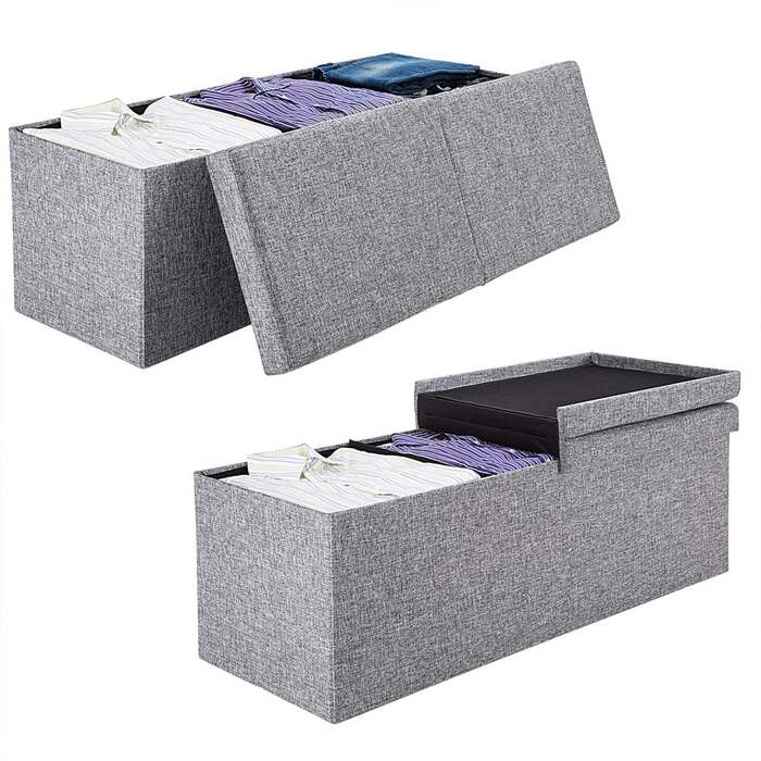Лавка світло-сіра 115x38x38см з відкидною кришкою