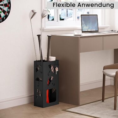 Підставка для парасоль підставкою WOLTU, 2 відділення, з 4 гачками, металева, біла, 25x49x15 см, SST16ws