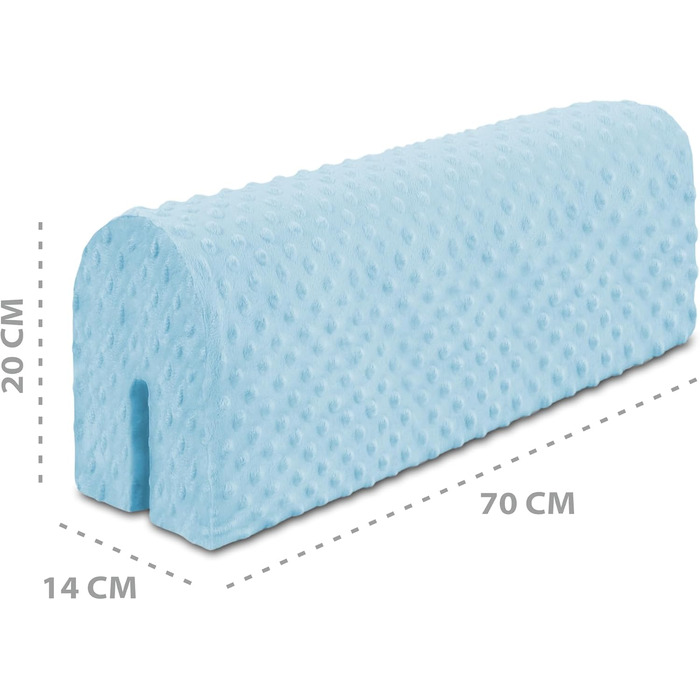 Захист для ліжечка дитячого 90 см з м'яким бортиком Minky, бортик на ліжко, захист від випадання для малюка, блакитний