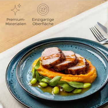 Набір посуду Twinzee Steingut 24 елементи для 6 осіб: тарілки та миски - серія Riviera (Азур, великі тарілки (x6))