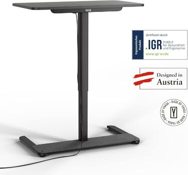 Письмовий стіл Yaasa One Standing Desk, 951 см, білий, невеликий практичний стіл поміщається в кожному кутку, гарантія 5 років, електричний стіл для домашнього офісу з регулюванням висоти, стіл з регулюванням висоти (темно-сірий/чорний)