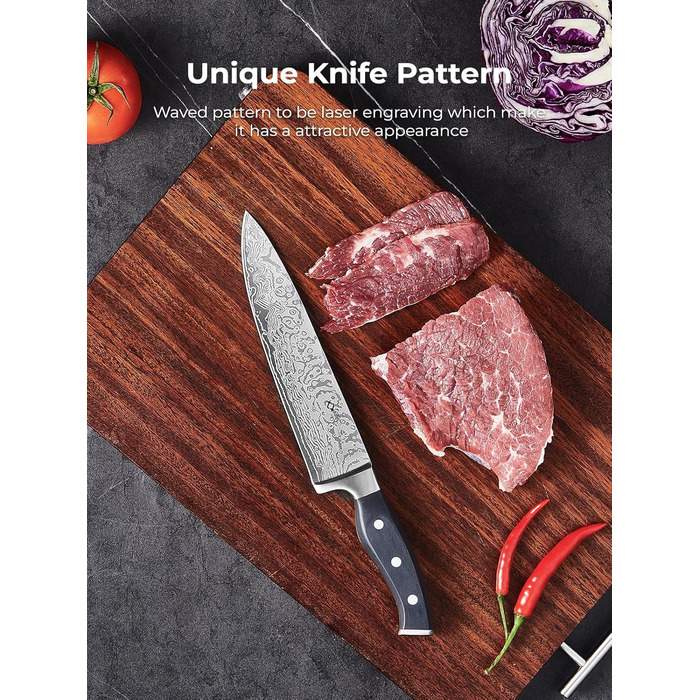 Набір ножів Amegat 14 предметів: кухонний набір з самозаточуванням, нержавіюча сталь, з ергономічними ручками