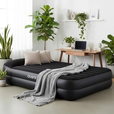 Надувний матрац-ліжко AVENLI для 2 осіб, 203x152x46 см, з інтегрованою помпою, флаокована поверхня, для дому та кемпінгу