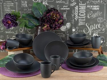 Серія SOFT TOUCH BLACK, Набір посуду, комбінований сервіс з 20 предметів (комбінований сервіс з 16 предметів, 23145, чорний), 23146