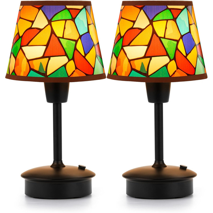 2 шт. Бездротові настільні лампи для обіднього столу з акумулятором 5200mAh, сенсорне регулювання яскравості, портативні лампи для ресторану, вітальні, спальні, бару, їдальні, нічники (багатобарвні, 2 шт.)