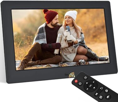 Цифровий фоторамка TSITSC 8.7 дюйма, IPS-дисплей 1024*768, календар, музика, фото/відео програвач, підтримка USB/SD, з пультом дистанційного керування (Чорний)