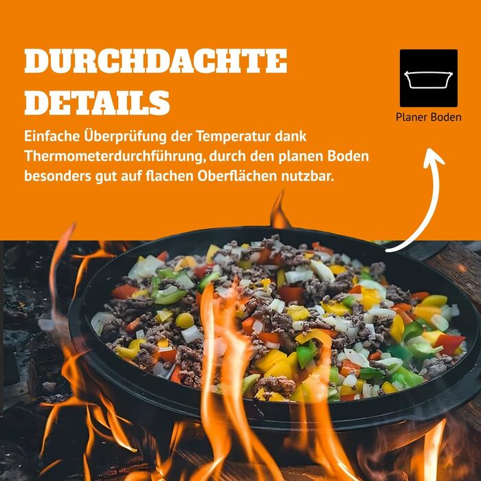 Чавунний казан Petromax Feuertopf FT3 з плоским дном, 5.5 л — універсальний казанок з кришкою для всіх видів плит, гриля, духовки та відкритого вогню