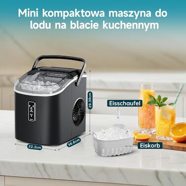 Машина для приготування льоду EUHOMY, 1.2L, чорна: швидка, портативна, самоочисна